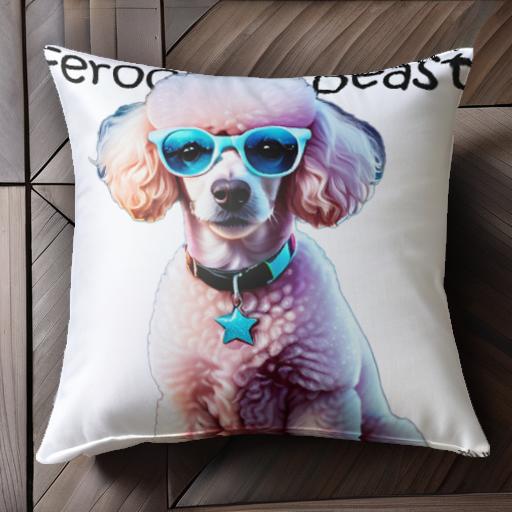 サングラス プードル 鈴 青 星 クッションカバー 45×45cm アニマル柄 おしゃれ 可愛い クッション本体..