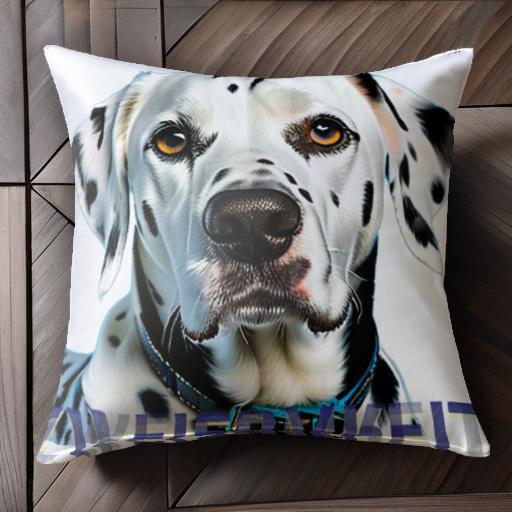 青色 ダルメシアン ドイツ語テキスト 首輪 クッションカバー 45×45cm アニマル柄 おしゃれ 可愛い クッ..
