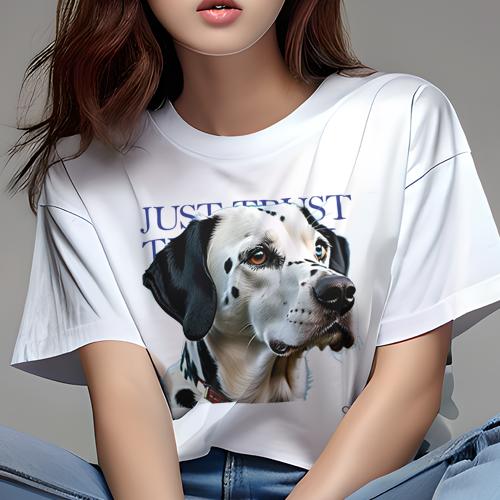 Tシャツ レディース 犬ファン 半袖 春夏 犬柄 プリント カジュアル かわいい 人間用 フィットネス ダンス 青い ダルメシアン 柄 コーラ