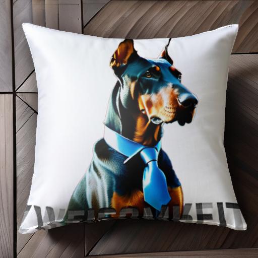 ネクタイ ドーベルマン クッションカバー 45×45cm アニマル柄 おしゃれ 可愛い クッション本体付き 正..