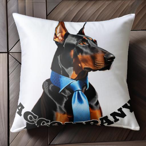 ネクタイ ドーベルマン 伴奏 クッションカバー 45×45cm アニマル柄 おしゃれ 可愛い クッション本体付き 正方形 犬ファン