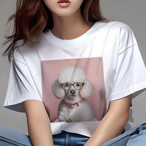 Tシャツ レディース 犬ファン 半袖 春夏 犬柄 プリント カジュアル かわいい 人間用 フィットネス ダンス ピンク プードル メガネ ピンクの首輪 Tシャツ レディース 犬ファン 半袖 春夏 犬柄 プリント カジュアル かわいい 人間用 フィットネス ダンス ピンク プードル メガネ ピンクの首輪