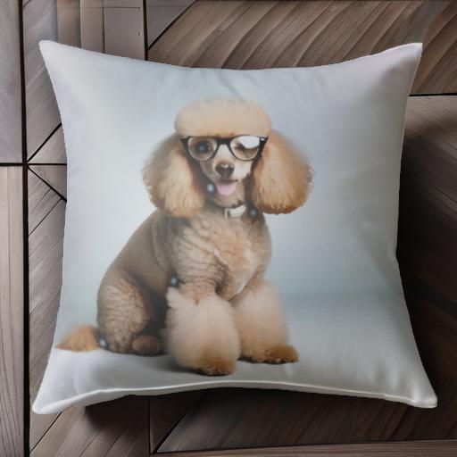 眼鏡 プードル クッションカバー 45×45cm アニマル柄 おしゃれ 可愛い クッション本体付き 正方形 犬フ..