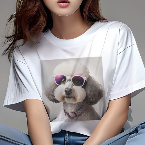 Tシャツ レディース 犬ファン 半袖 春夏 犬柄 プリント カジュアル かわいい 人間用 フィットネス ダンス サングラス プードル 首輪 Tシャツ レディース 犬ファン 半袖 春夏 犬柄 プリント カジュアル かわいい 人間用 フィットネス ダンス サングラス プードル 首輪