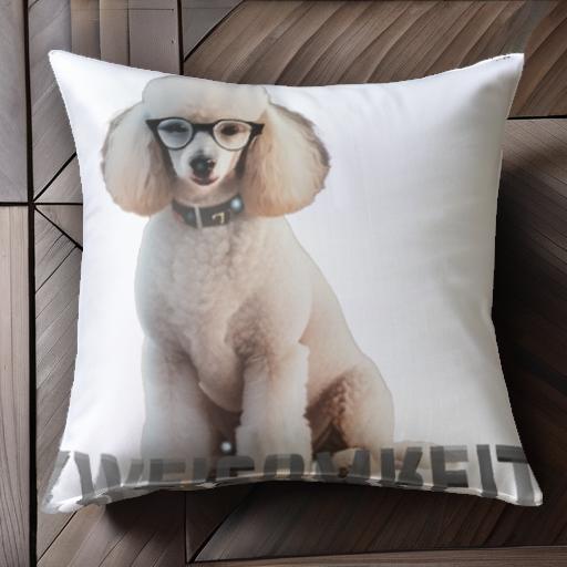 メガネ プードル カラー クッションカバー 45×45cm アニマル柄 おしゃれ 可愛い クッション本体付き 正..