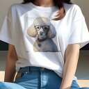 Tシャツ レディース 犬ファン 半袖 春夏 犬柄 プリント カジュアル かわいい 人間用 フィットネス ダンス 眼鏡 プードル ハート 首輪(4)