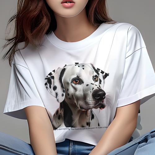 Tシャツ レディース 犬ファン 半袖 春夏 犬柄 プリント カジュアル かわいい 人間用 フィットネス ダンス ダルメシアン Tシャツ レディース 犬ファン 半袖 春夏 犬柄 プリント カジュアル かわいい 人間用 フィットネス ダンス ダルメシアン