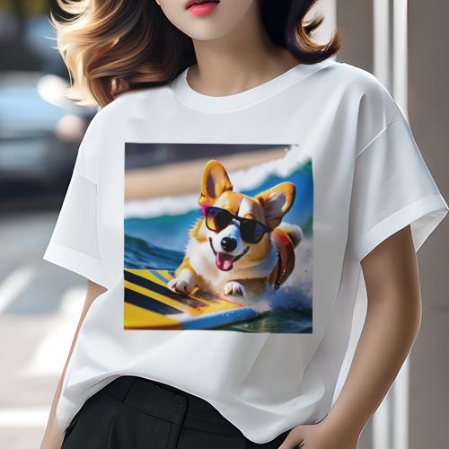 Tシャツ レディース 犬ファン 半袖 春夏 犬柄 プリント カジュアル かわいい 人間用 フィットネス ダン..