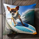 サーフィン チワワ 波 海 太陽 クッションカバー 45×45cm アニマル柄 おしゃれ 可愛い クッション本体付き 正方形 犬ファン