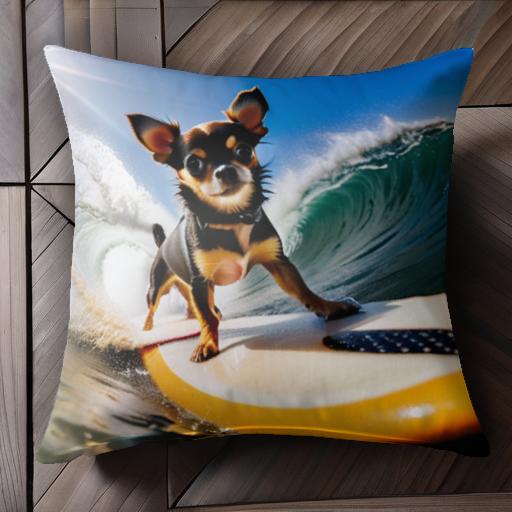 サーフィン チワワ 波 海 犬 クッションカバー 45×45cm アニマル柄 おしゃれ 可愛い クッション本体付き 正方形 犬ファン サーフィン チワワ 波 海 犬 クッションカバー 45×45cm アニマル柄 おしゃれ 可愛い クッション本体付き 正方形 犬ファン