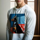 長袖Tシャツ 人間用 メンズ 秋春夏 プリント レジャー アウトドア カジュアル かわいい 犬ファン 赤いソファ ドーベルマン ネクタイ 青い壁