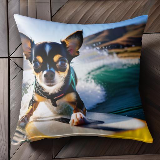 サーフボード チワワ 海 波 クッションカバー 45×45cm アニマル柄 おしゃれ 可愛い クッション本体付き 正方形 犬ファン サーフボード チワワ 海 波 クッションカバー 45×45cm アニマル柄 おしゃれ 可愛い クッション本体付き 正方形 犬ファン
