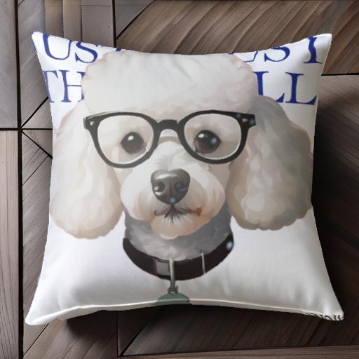 眼鏡 プードル 首輪 名札 クッションカバー 45×45cm アニマル柄 おしゃれ 可愛い クッション本体付き ..