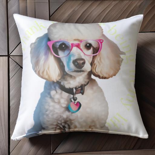 メガネ プードル ハート 感謝の言葉 アクセサリー クッションカバー 45×45cm アニマル柄 おしゃれ 可愛..