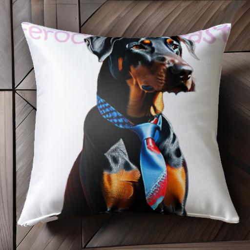 ネクタイ ドーベルマン 強そうな犬 おしゃれ かっこいい クッションカバー 45×45cm アニマル柄 可愛い クッション本体付き 正方形 犬ファン