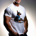 Tシャツ メンズ キッズ 犬ファン 半袖 春夏 犬柄 プリント カジュアル かわいい 人間用 フィットネス ダンス 青いネクタイ ドーベルマン テキスト 同伴