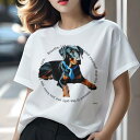 Tシャツ レディース 犬ファン 半袖 春夏 犬柄 プリント カジュアル かわいい 人間用 フィットネス ダンス ネクタイ ドーベルマン リラックス 屋内(4)