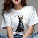 Tシャツ レディース 犬ファン 半袖 春夏 犬柄 プリント カジュアル かわいい 人間用 フィットネス ダンス ネクタイ ドーベルマン スーツ テキスト(4)