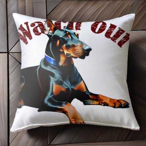 注意 ドーベルマン 警戒 戦う クッションカバー 45×45cm アニマル柄 おしゃれ 可愛い クッション本体付..