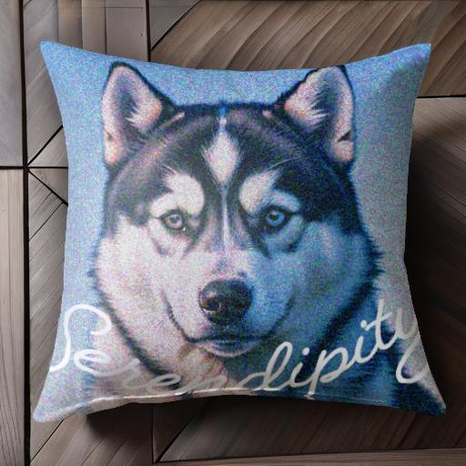 青空 シベリアンハスキー セレンディピティ 犬 美しい テキスト クッションカバー 45×45cm アニマル柄 おしゃれ 可愛い クッション本体付き 正方形 犬ファン