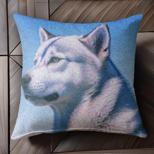 空 シベリアンハスキー 青 アウトドア 犬 クッションカバー 45×45cm アニマル柄 おしゃれ 可愛い クッション本体付き 正方形 犬ファン