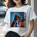 Tシャツ レディース 犬ファン 半袖 春夏 犬柄 プリント カジュアル かわいい 人間用 フィットネス ダンス ネクタイ ドーベルマン 点描アート アーバンジャングル(4)