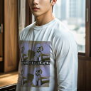 長袖Tシャツ 人間用 メンズ 秋春夏 プリント レジャー アウトドア カジュアル かわいい 犬ファン 砂漠 プードル 夜空 希望