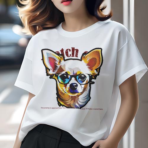 Tシャツ レディース 犬ファン 半袖 春夏 犬柄 プリント カジュアル かわいい 人間用 フィットネス ダンス メガネ チワワ ポップアート テキスト Tシャツ レディース 犬ファン 半袖 春夏 犬柄 プリント カジュアル かわいい 人間用 フィットネス ダンス メガネ チワワ ポップアート テキスト