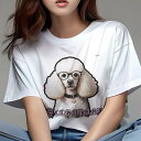 Tシャツ レディース 犬ファン 半袖 春夏 犬柄 プリント カジュアル かわいい 人間用 フィットネス ダンス 眼鏡 プードル 首輪(4)