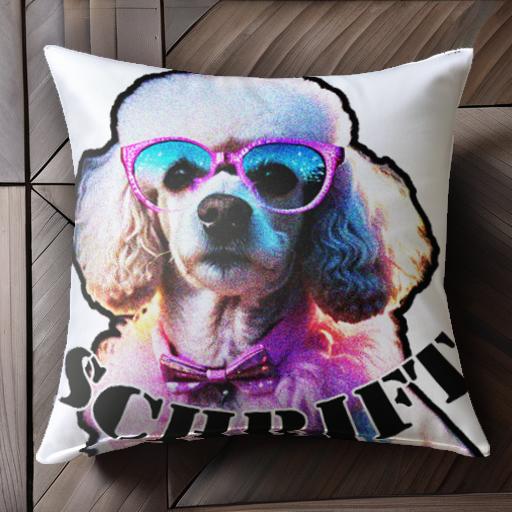 眼鏡 プードル 蝶ネクタイ クッションカバー 45×45cm アニマル柄 おしゃれ 可愛い クッション本体付き 正方形 犬ファン