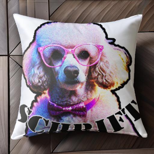 眼鏡 プードル 蝶ネクタイ クッションカバー 45×45cm アニマル柄 おしゃれ 可愛い クッション本体付き 正方形 犬ファン