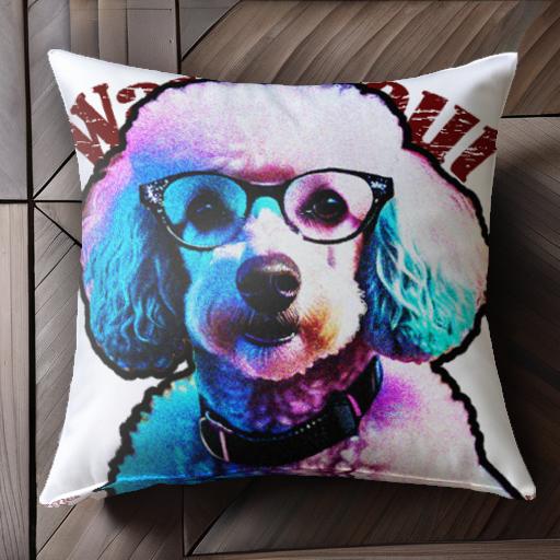 メガネ プードル 首輪 クッションカバー 45×45cm アニマル柄 おしゃれ 可愛い クッション本体付き 正方..