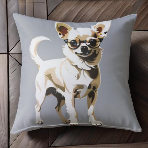 メガネ チワワ かわいい おしゃれ ペット イラスト クッションカバー 45×45cm アニマル柄 可愛い クッ..