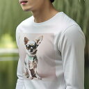 長袖Tシャツ 人間用 メンズ 秋春夏 プリント レジャー アウトドア カジュアル かわいい 犬ファン サングラス チワワ 洋服