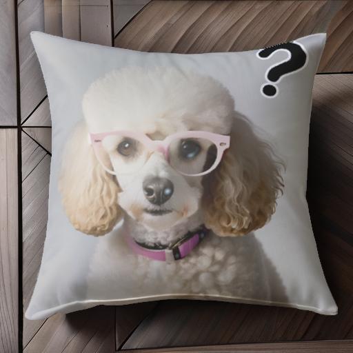 メガネ プードル クエスチョンマーク パープルの首輪 クッションカバー 45×45cm アニマル柄 おしゃれ ..