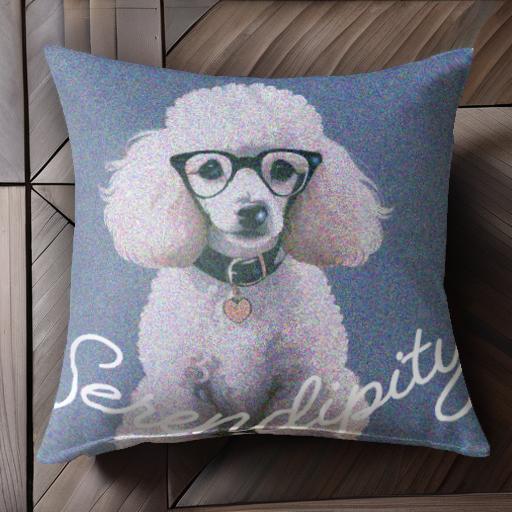 メガネ プードル チョーカー ハートペンダント クッションカバー 45×45cm アニマル柄 おしゃれ 可愛い ..
