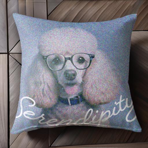 眼鏡 プードル クッションカバー 45×45cm アニマル柄 おしゃれ 可愛い クッション本体付き 正方形 犬ファン