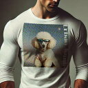 長袖Tシャツ 人間用 メンズ 秋春夏 プリント レジャー アウトドア カジュアル かわいい 犬ファン サングラス プードル コート ポップアート