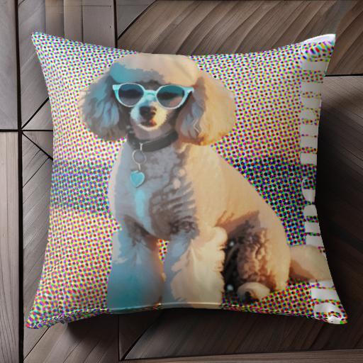 サングラス プードル ポップアート カラー ハートのペンダント クッションカバー 45×45cm アニマル柄 ..