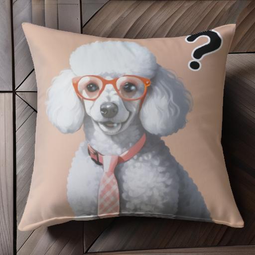 メガネ プードル ネクタイ クエスチョンマーク クッションカバー 45×45cm アニマル柄 おしゃれ 可愛い ..
