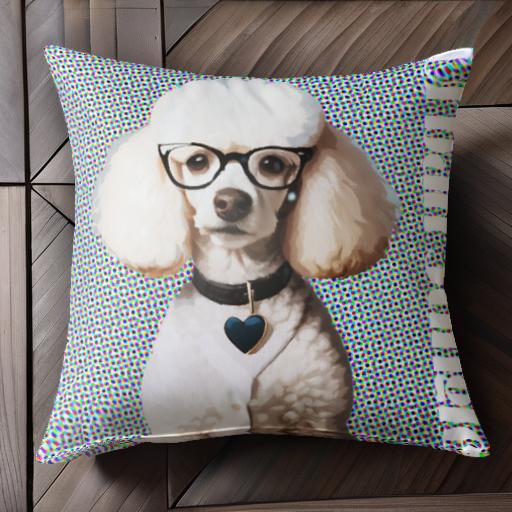眼鏡 プードル ハート型のペンダント ドットパターン クッションカバー 45×45cm アニマル柄 おしゃれ ..