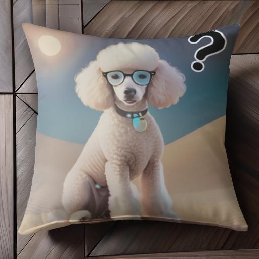 メガネ プードル 砂漠 太陽 クッションカバー 45×45cm アニマル柄 おしゃれ 可愛い クッション本体付き..