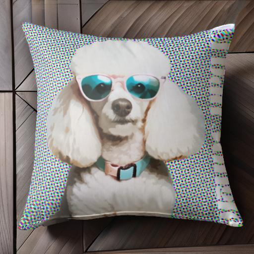 サングラス プードル カラフルな背景 派手なデザイン クッションカバー 45×45cm アニマル柄 おしゃれ ..
