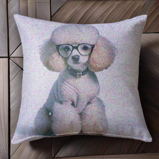 眼鏡 プードル クッションカバー 45×45cm アニマル柄 おしゃれ 可愛い クッション本体付き 正方形 犬ファン