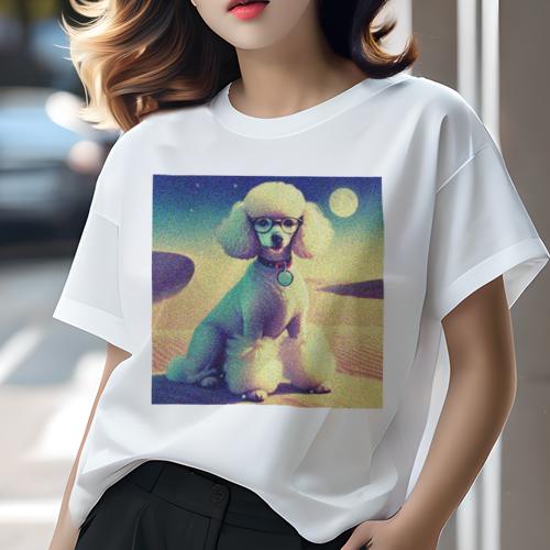 Tシャツ レディース 犬ファン 半袖 春夏 犬柄 プリント カジュアル かわいい 人間用 フィットネス ダンス メガネ プードル 満月 砂漠 Tシャツ レディース 犬ファン 半袖 春夏 犬柄 プリント カジュアル かわいい 人間用 フィットネス ダンス メガネ プードル 満月 砂漠