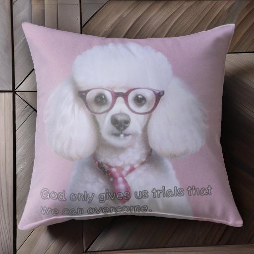 メガネ プードル ネクタイ ピンク背景 クッションカバー 45×45cm アニマル柄 おしゃれ 可愛い クッション本体付き 正方形 犬ファン