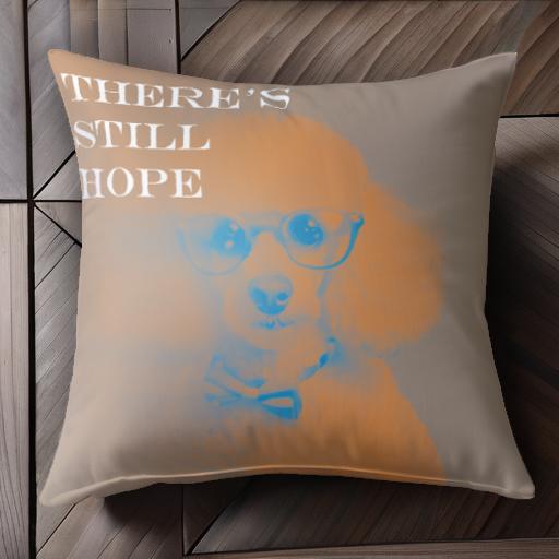 眼鏡 プードル 蝶ネクタイ 希望 おしゃれ メッセージ クッションカバー 45×45cm アニマル柄 可愛い クッション本体付き 正方形 犬ファン