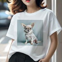Tシャツ レディース 犬ファン 半袖 春夏 犬柄 プリント カジュアル かわいい 人間用 フィットネス ダンス メガネ チワワ リラックス 可愛い ファッション ペット(4)