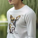 長袖Tシャツ 人間用 メンズ 秋春夏 プリント レジャー アウトドア カジュアル かわいい 犬ファン メガネ チワワ イラスト ペット 犬(4)
