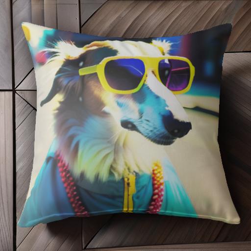 サングラス ボーダーコリー ネックレス ジャケット 街 クッションカバー 45×45cm アニマル柄 おしゃれ 可愛い クッション本体付き 正方形 犬ファン サングラス ボーダーコリー ネックレス ジャケット 街 クッションカバー 45×45cm アニマル柄 おしゃれ 可愛い クッション本体付き 正方形 犬ファン